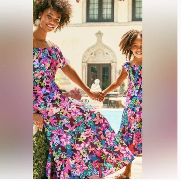 Lilly Pulitzer Ellabell Midi dress cherry ganache bohemian garden medium NWT - Picture 4 of 9